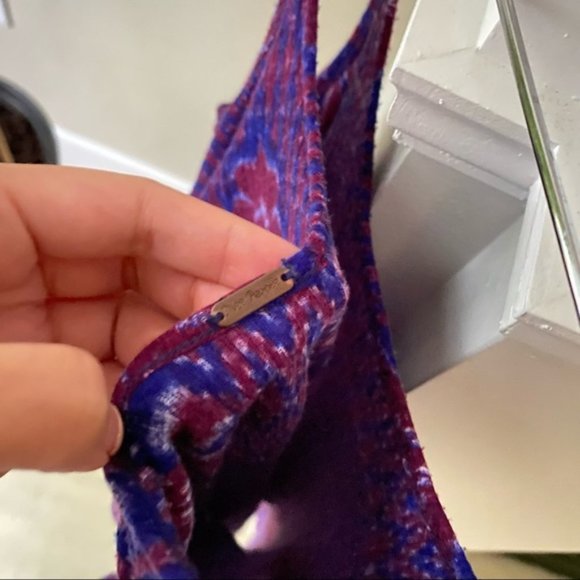 FREE PEOPLE Purple Printed Dew Drop Handkerchief Tank - Picture 4 of 7